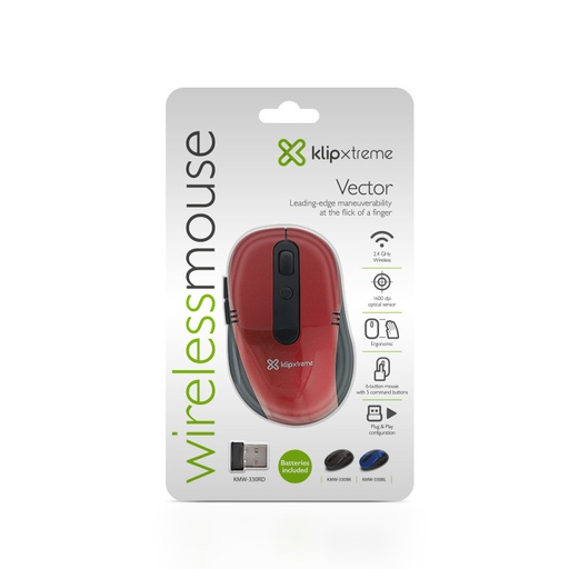 [KMW-330RD] Klip Xtreme KMW-330 Vector - Mouse - ergonómico