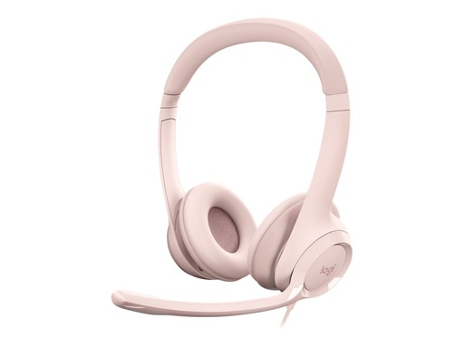 [981-001280] Logitech H390 Wired Headset for PC/Laptop, Rose - Auricular - en oreja