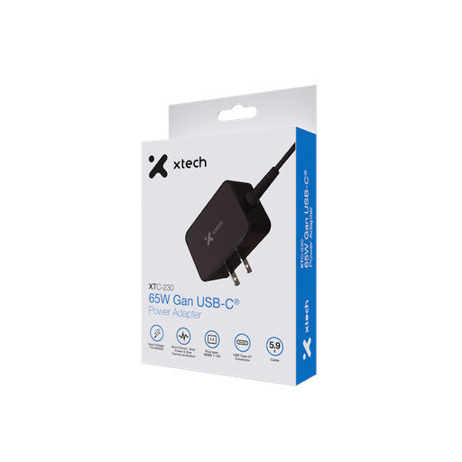 [XTC-230] Xtech - 65W GaN USB-C® Power adapter - voltage 110/240VCA